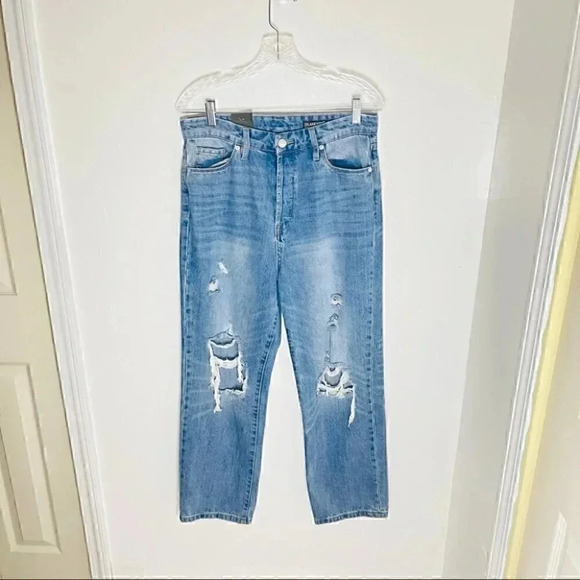 NWT Blank NYC Baxter Destroyed Ribcage Straight Leg High Waist Jeans Waist 29 - Picture 2 of 9